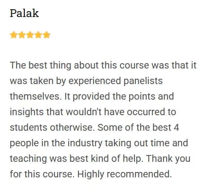 Palak recommends the interview course taught by experienced panelists