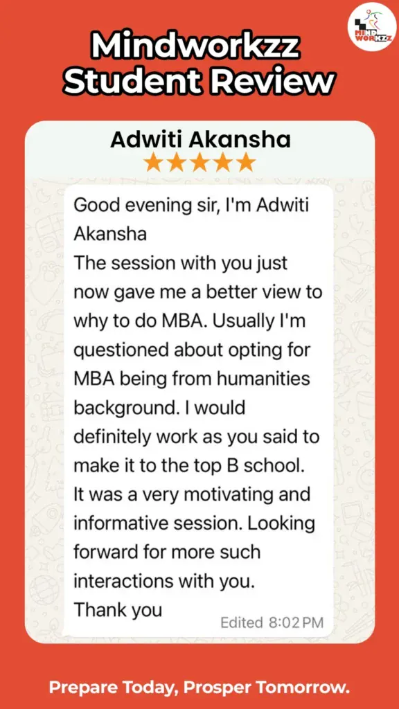 Adwiti Akansha reviewing an informative and motivating MBA guidance session