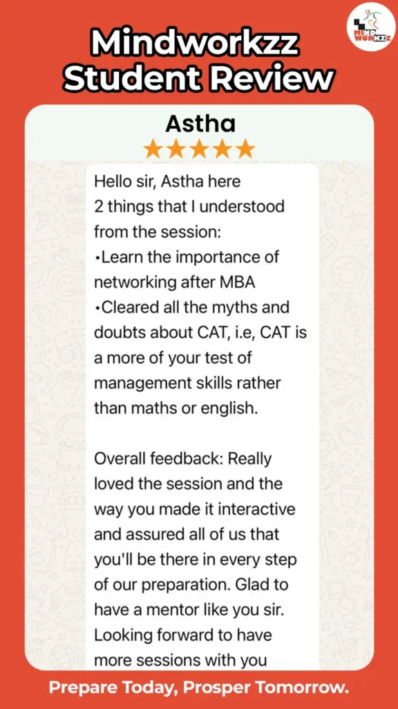 Astha reviewing an interactive CAT guidance and mentorship session