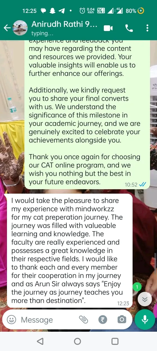 Student WhatsApp feedback and conversion message